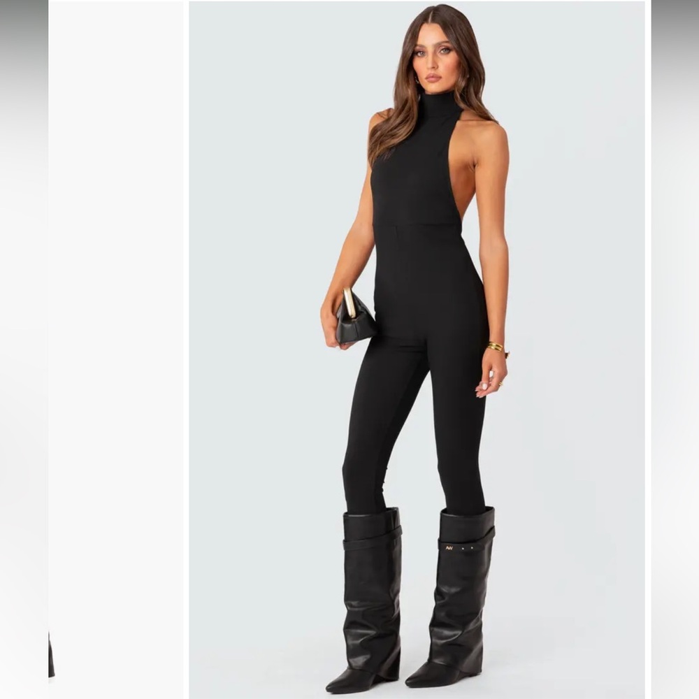 Edikted Aero Open Back Halter Jumpsuit